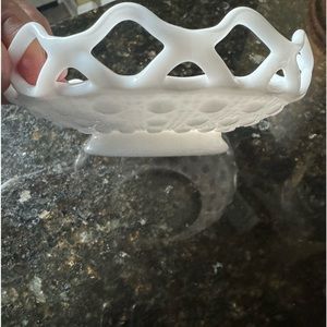 Vintage Imperial Glass Original Milk Glass Bowl Lace Edging 1950’s Excellence